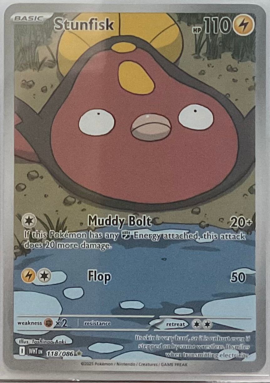 Pokémon trading card featuring Stunfisk with game text and graphics.