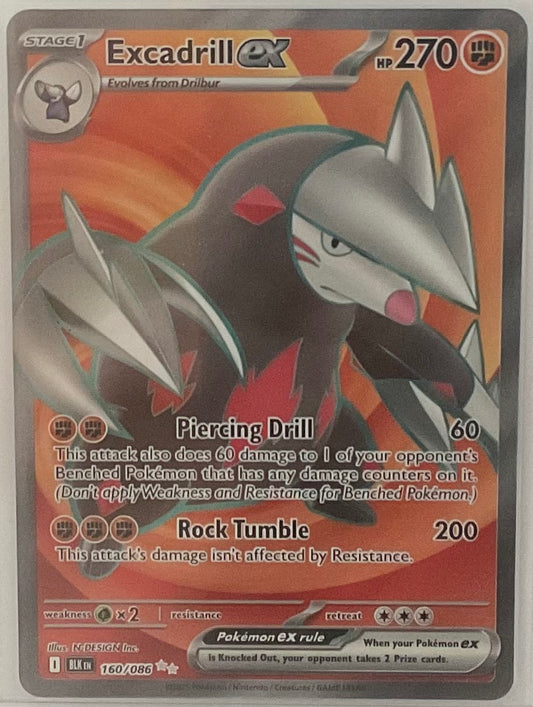 Pokémon trading card featuring Exadrill EX with a red and orange background