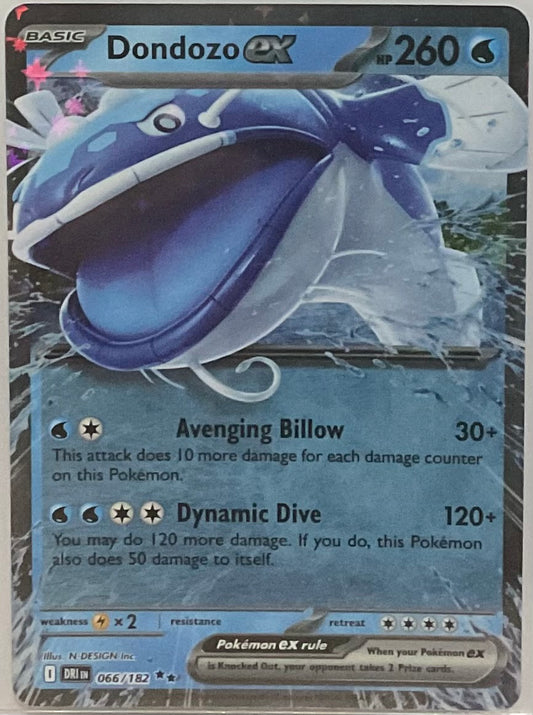 Pokémon trading card featuring Dondozo EX with blue and white design
