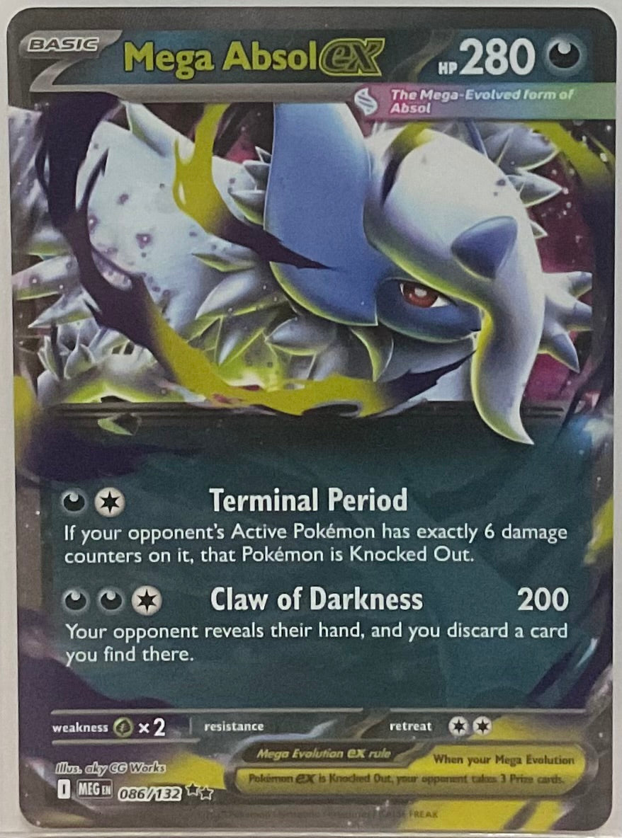 Mega Absol EX trading card with detailed artwork and text