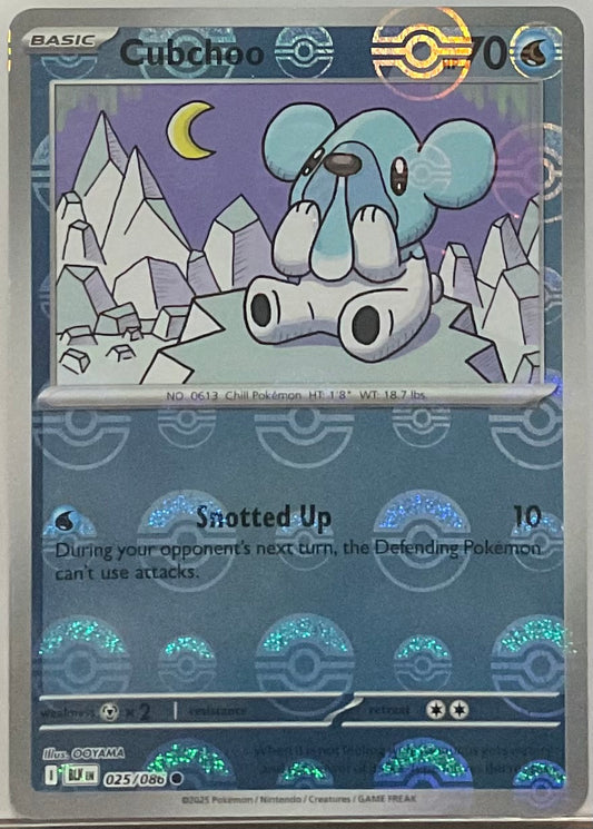 Cubchoo Pokémon trading card with blue and gray design
