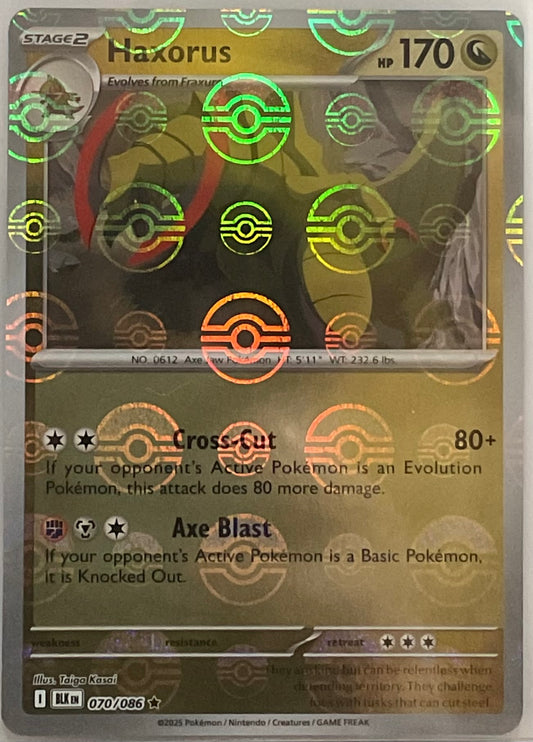 Pokémon trading card featuring Haxorus with gold and black border